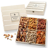 BONNIE AND POP front crate view showing full nut assortment and gift appeal