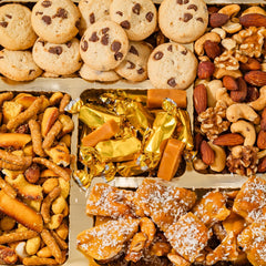 BONNIE AND POP salted nut assortment top-down view showing savory balance and mix