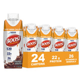 BOOST front packaging showing chocolate bottle and convenience for snacking
