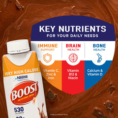 BOOST held in hand to show bottle size and easy on-the-go calorie boost