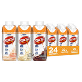 BOOST front packaging showing 24-pack convenience and quick calorie boost