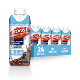 BOOST front packaging showing chocolate bottle and benefits