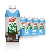 BOOST front packaging showing rich chocolate bottles and nutrition highlights