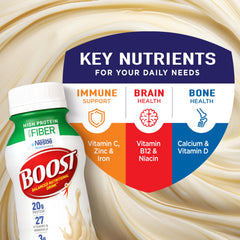 BOOST being poured into a glass demonstrating ready-to-drink convenience and texture