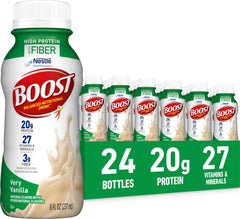 BOOST Very Vanilla front packaging showing nutrition highlights and convenience