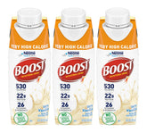 BOOST front packaging showing very vanilla bottle and calorie info for quick choice