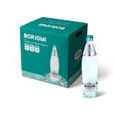 BORJOMI front view of 12-pack PET bottles showing brand and pack convenience