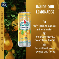BORJOMI pouring into glass illustrates bright pear flavor and sparkling clarity