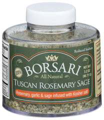 BORSARI front packaging showing 3.2 oz Tuscan rosemary sage salt, ready to use