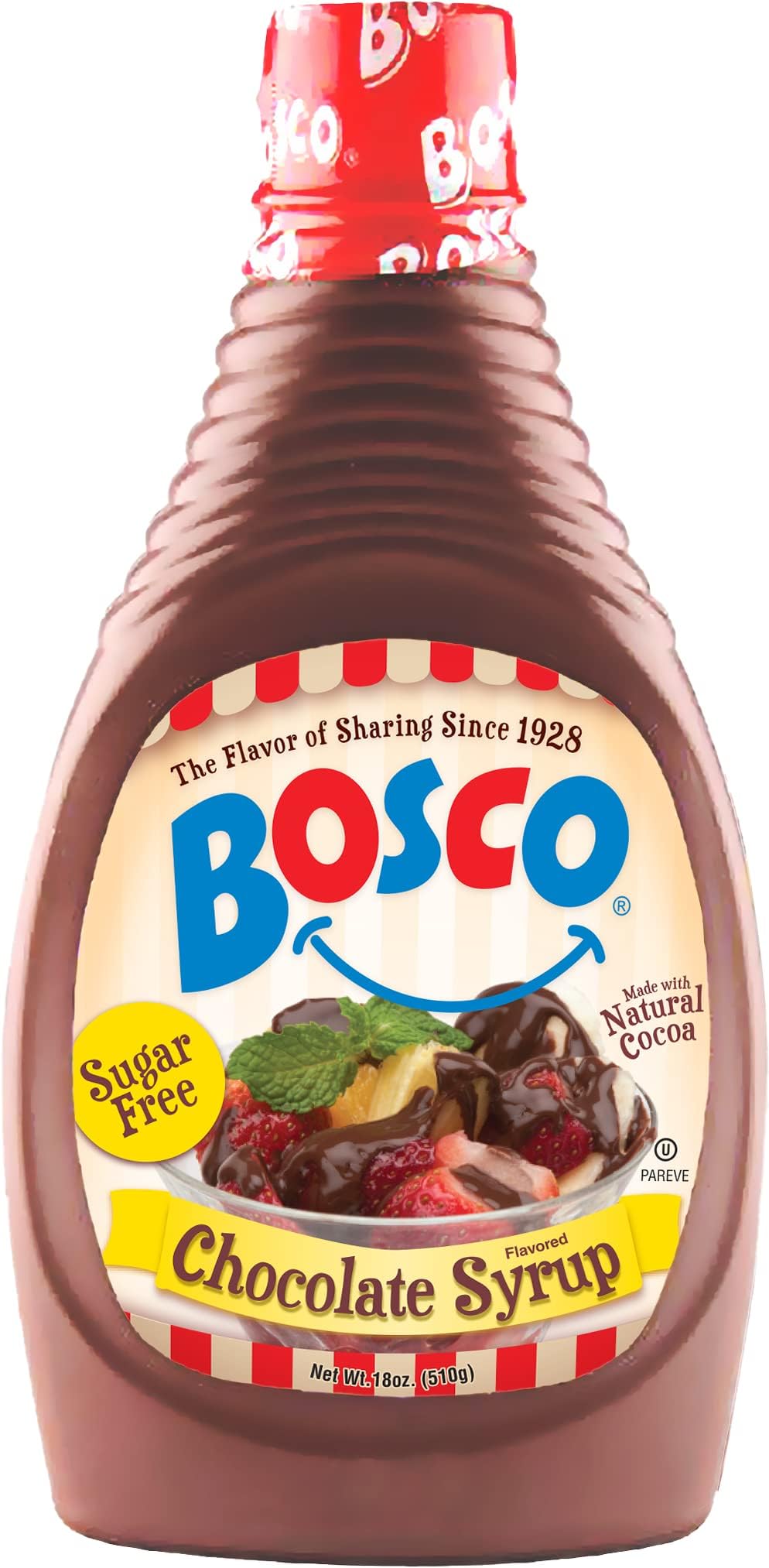 Bosco front bottle view showing label and rich syrup for versatile topping