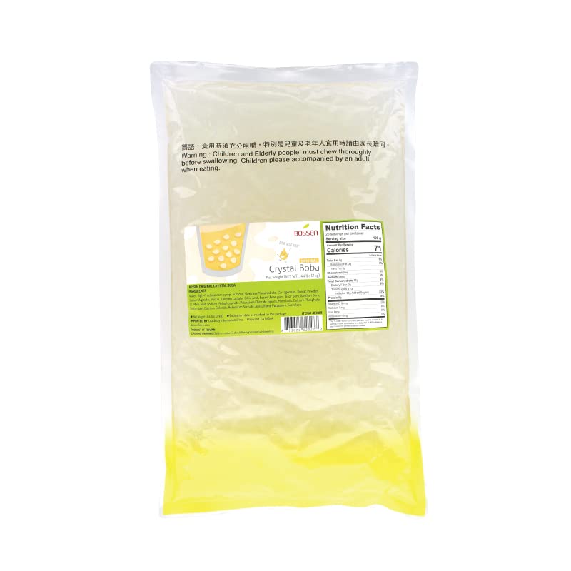 Bossen crystal boba front packaging showing bag and weight for convenience