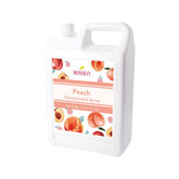 Bossen bottle front label showing peach syrup and serving information for easy selection