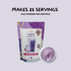 Bossen taro drink topped with tapioca pearls displaying pairing option and enjoyable chew contrast