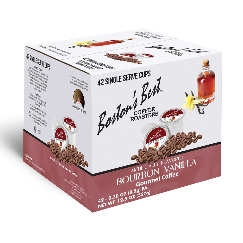 Boston’s Best front box showing bourbon vanilla flavor and clear labeling for convenience