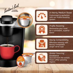Boston's Best pod installed in single-serve brewer for convenient brewing