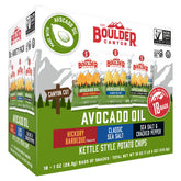 Boulder Canyon variety pack front showing product box and flavor labels, convenient for snacking