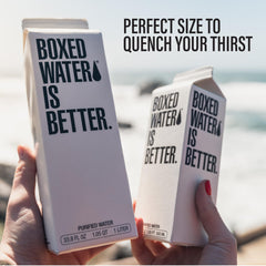 Boxed Water Is Better pouring into a glass to show clear, purified water and hydration benefit