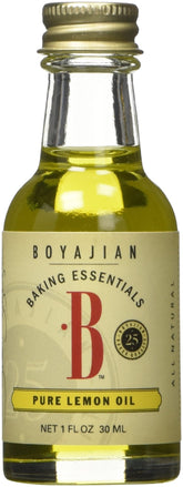 Boyajian lemon oil front bottle showing label and compact 1 oz size, easy storage