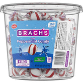 Brach's tub front view showing 160-count peppermint mints and resealable lid for sharing
