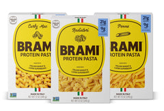BRAMI front packaging three-pack showing authentic Italian origin and nutritional benefits