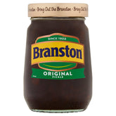 Branston jar front packaging showing label and two-pack convenience for pantry storage