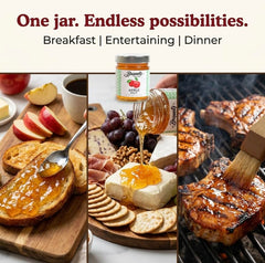 Braswell's jar open showing apple preserve and resealable lid benefit