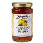 Braswell's jar front view showing pineapple jalapeño jelly, vibrant flavor on display