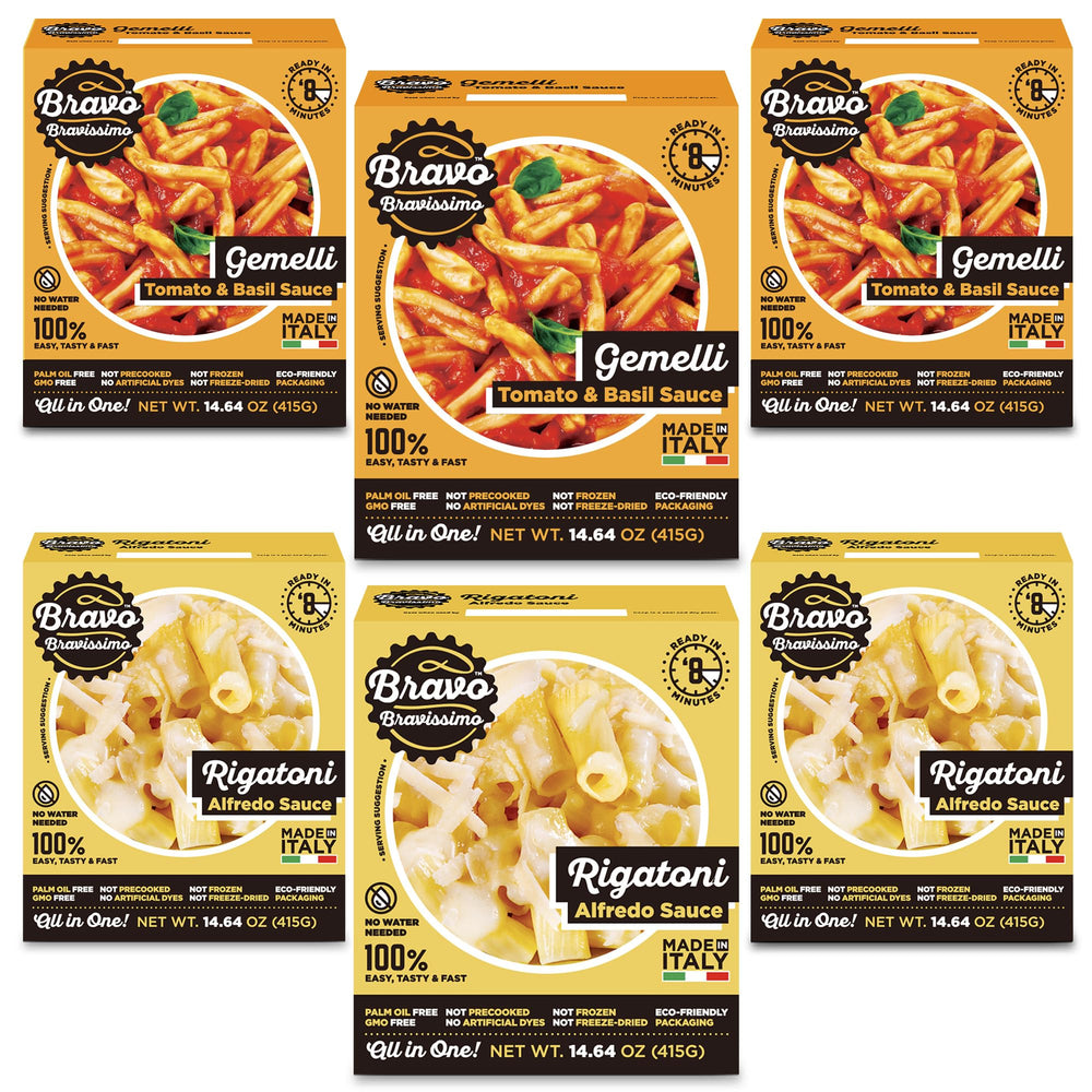 Bravo Bravissimo front packaging showing product variety and convenience