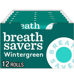 Breath Savers front packaging showing rolls and wintergreen benefit