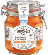 Breitsamer golden selection front packaging showing jar and label with flip-top benefit