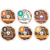 BREWANA front packaging showing all six latte flavors and variety benefits