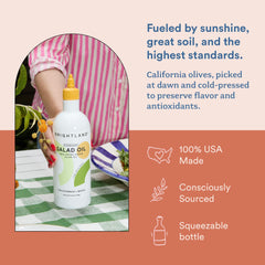 Brightland drizzled on salad bowl enhancing freshness and taste benefit