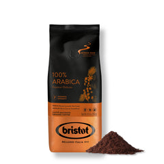 Bristot front packaging showing Italian Espresso Delicato for daily brewing benefits