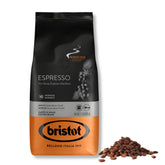 Bristot front packaging showing 500 g bag and Italian roast benefits