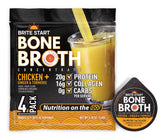 Brite Start front packaging showing chicken ginger turmeric flavor and single-serve packets for convenience
