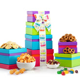 Broadway Basketeers front view tower showing elegant presentation and easy gifting