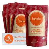 Brodo front pouch showing label and organic branding for quick identification and trust