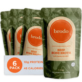 Brodo front packaging showing six pouches and clear organic branding and convenience