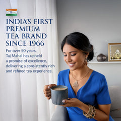 Brooke Bond Taj Mahal pouring brewed tea into cup, demonstrating bright infusion and yield