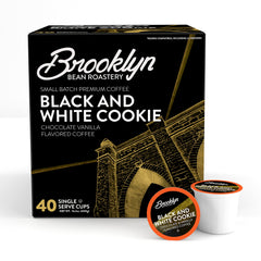 Brooklyn Beans front box showing black and white cookie pods and brand name, appealing gift option