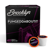 Brooklyn Beans front packaging showing 40-count bold roast for pantry convenience