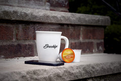 Brooklyn Beans pod inserted in Keurig brewer for quick convenient brewing