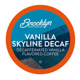 Brooklyn Beans front packaging showing 40-count decaf pods and easy storage benefit