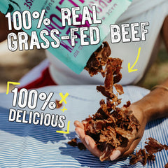 Brooklyn Biltong sliced on wooden board highlighting grass-fed steak quality