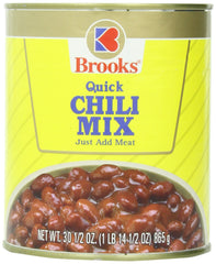 Brooks chili mix front packaging showing label and net weight, simplifies meal prep