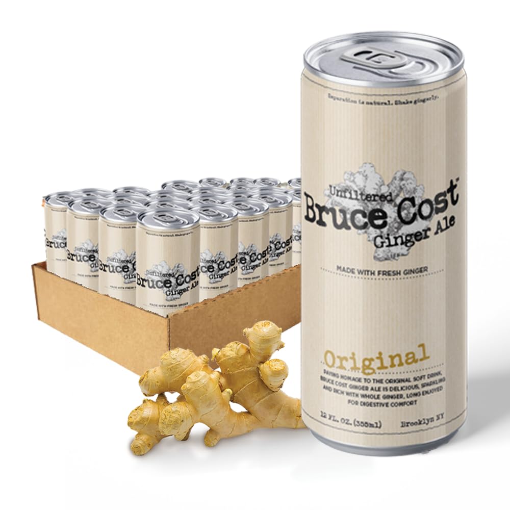 Bruce Cost front can packaging showing brand and bold ginger flavor benefit