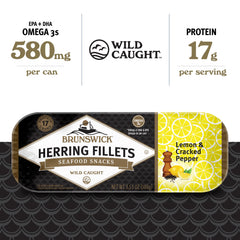Close-up of Brunswick herring fillet texture, fresh flaky fish and bright seasoning
