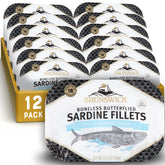 Brunswick front can of sardines in spring water showing label and can design, convenient pantry protein