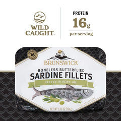 Brunswick open can with boneless butterflied fillets ready to eat for quick meals
