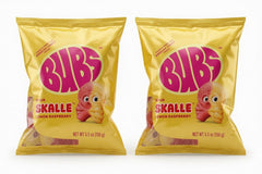 bubs front packaging showing two 5.5 oz bags and clear resealable top for freshness